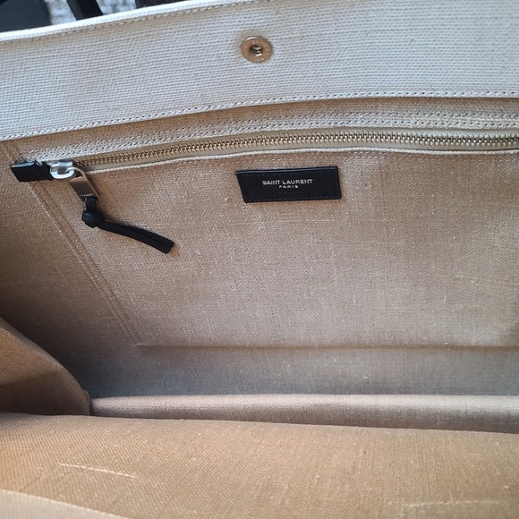 USED ONLY TWICE - RIVE GAUCHE 'LARGE' TOTE BAG IN PRINTED CANVAS AND LEATHER - Picture 13 of 17